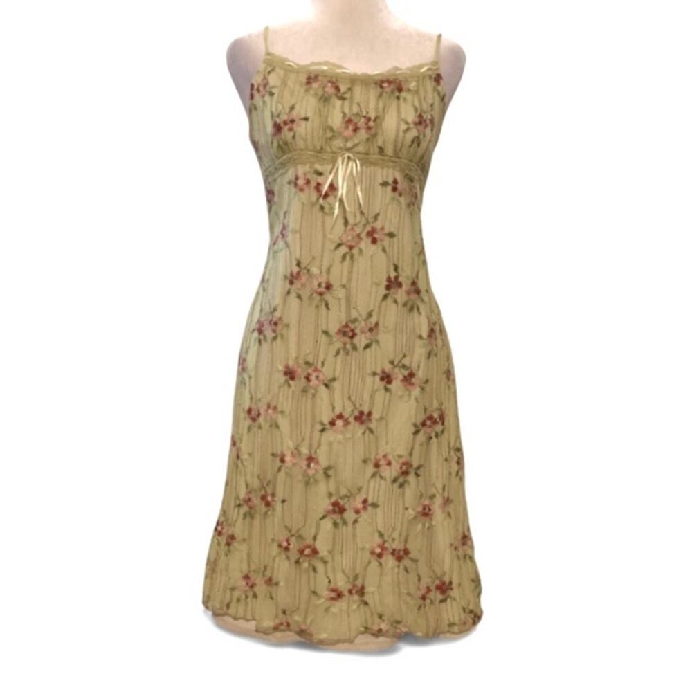 Studio Y Vintage Y2K Green Lace Fairycore Slip Dress Size Large
